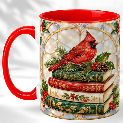 Christmas Cardinal Coffee Mug, Winter Holly Bird Mug, Ceramic Cup
