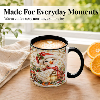 #pl[11oz|Black] Christmas Goose Coffee Mug, Winter Lantern Holly Mug, Ceramic Cup