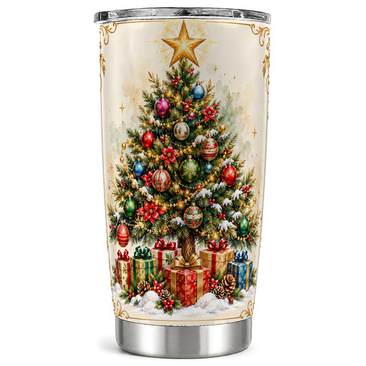 Christmas Tree Tumbler 20oz, Holiday Tumbler, Stainless Steel Travel Cup
