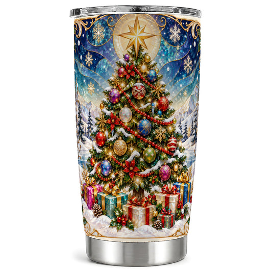Winter Tree Tumbler 20oz, Snowflake Tumbler, Stainless Steel Travel Cup