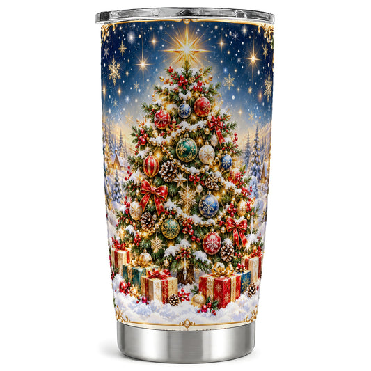 Snowy Tree Tumbler 20oz, Winter Tumbler, Stainless Steel Travel Cup