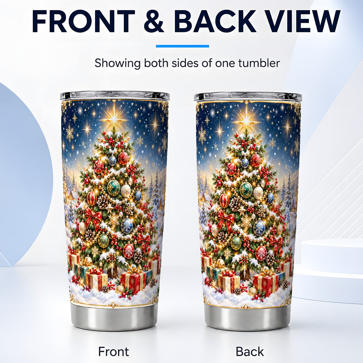 #pl[20oz|Steel] Snowy Tree Tumbler 20oz, Winter Tumbler, Stainless Steel Travel Cup