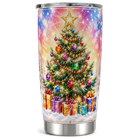 Colorful Tree Tumbler 20oz, Ornament Tumbler, Stainless Steel Travel Cup