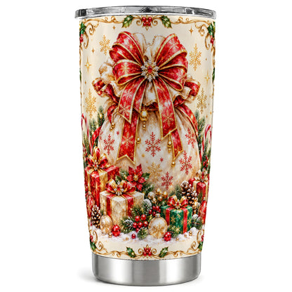 Present Sack Tumbler 20oz, Festive Tumbler, Stainless Steel Travel Cup