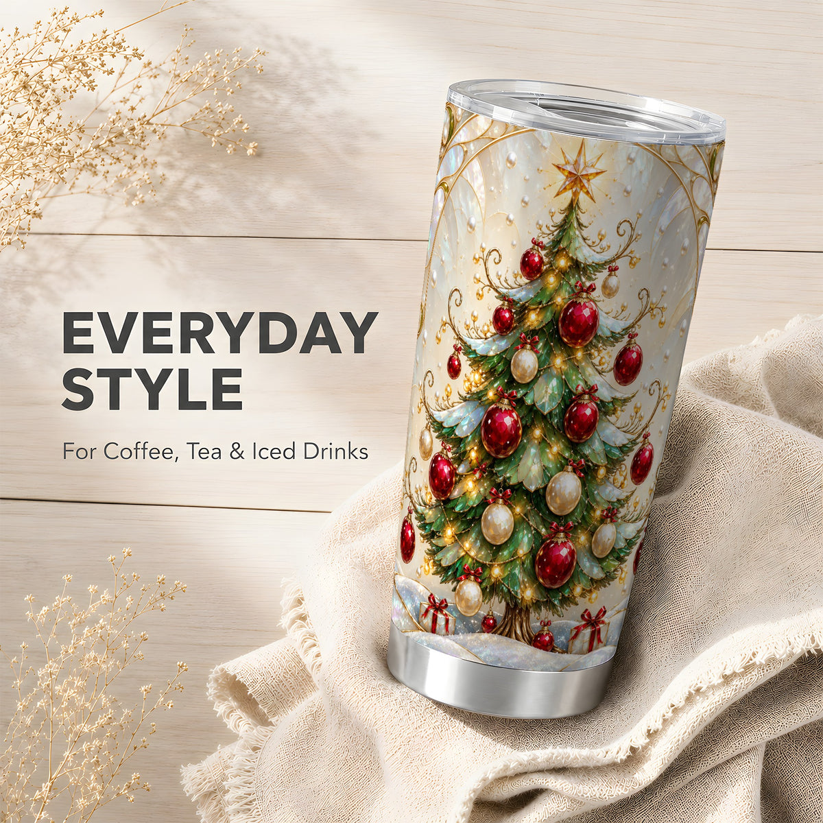 Christmas Tree Tumbler 20oz, Ornament Stainless Steel Travel Cup