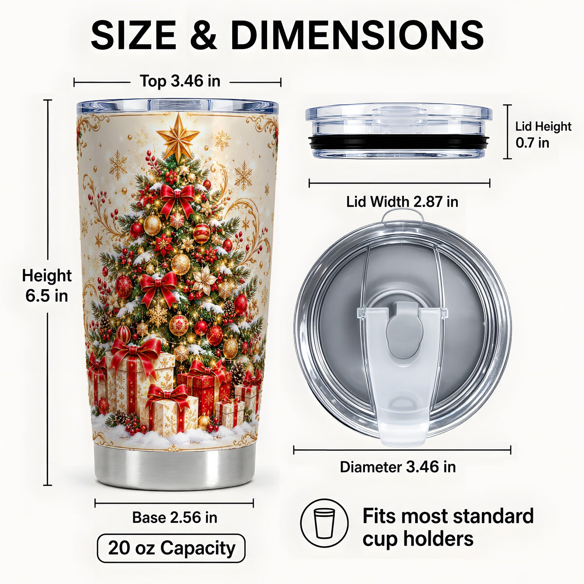 #pl[20oz|Steel] Christmas Tree Tumbler 20oz, Presents Stainless Steel Travel Cup