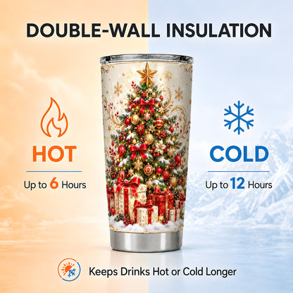 Christmas Tree Tumbler 20oz, Presents Stainless Steel Travel Cup