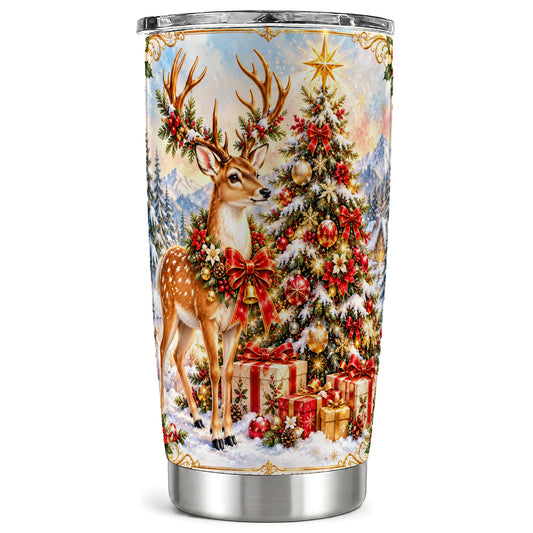 Christmas Deer Tumbler 20oz, Reindeer Tumbler, Stainless Steel Travel Cup