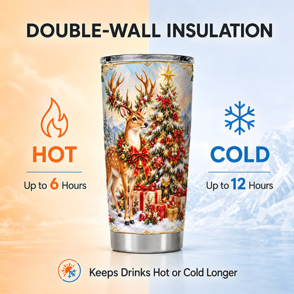 Christmas Deer Tumbler 20oz, Reindeer Tumbler, Stainless Steel Travel Cup