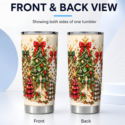 #pl[20oz|Steel] Patterned Trees Tumbler 20oz, Holiday Tumbler, Stainless Steel Travel Cup