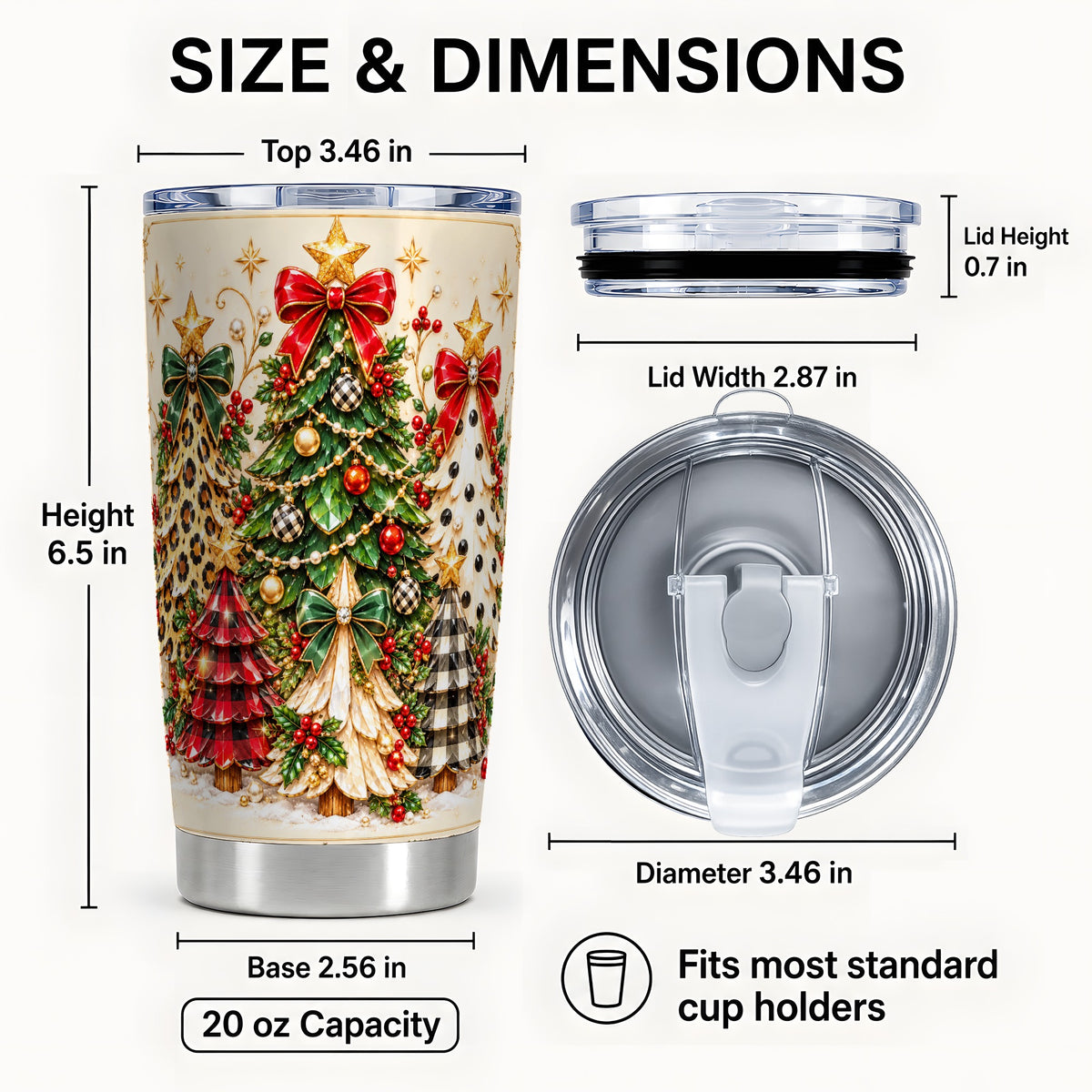 #pl[20oz|Steel] Patterned Trees Tumbler 20oz, Holiday Tumbler, Stainless Steel Travel Cup