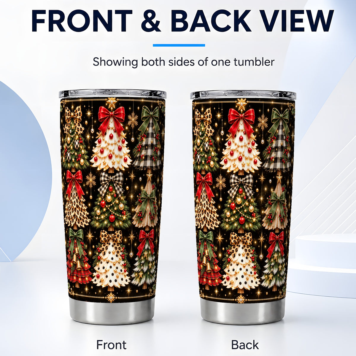 #pl[20oz|Steel] Plaid Trees Tumbler 20oz, Holiday Tumbler, Stainless Steel Travel Cup