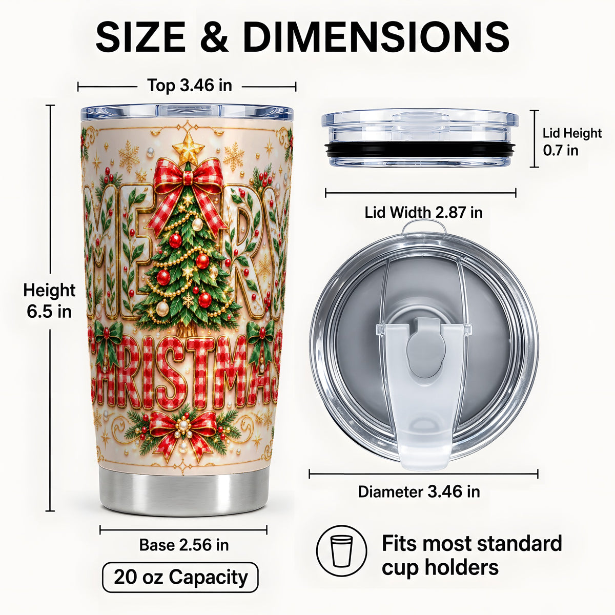 #pl[20oz|Steel] Christmas Tree Tumbler 20oz, Holiday Tumbler, Stainless Steel Travel Cup