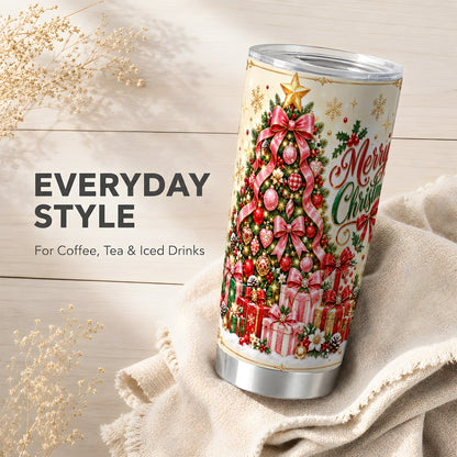 Christmas Tree Tumbler 20oz, Festive Tumbler, Stainless Steel Travel Cup
