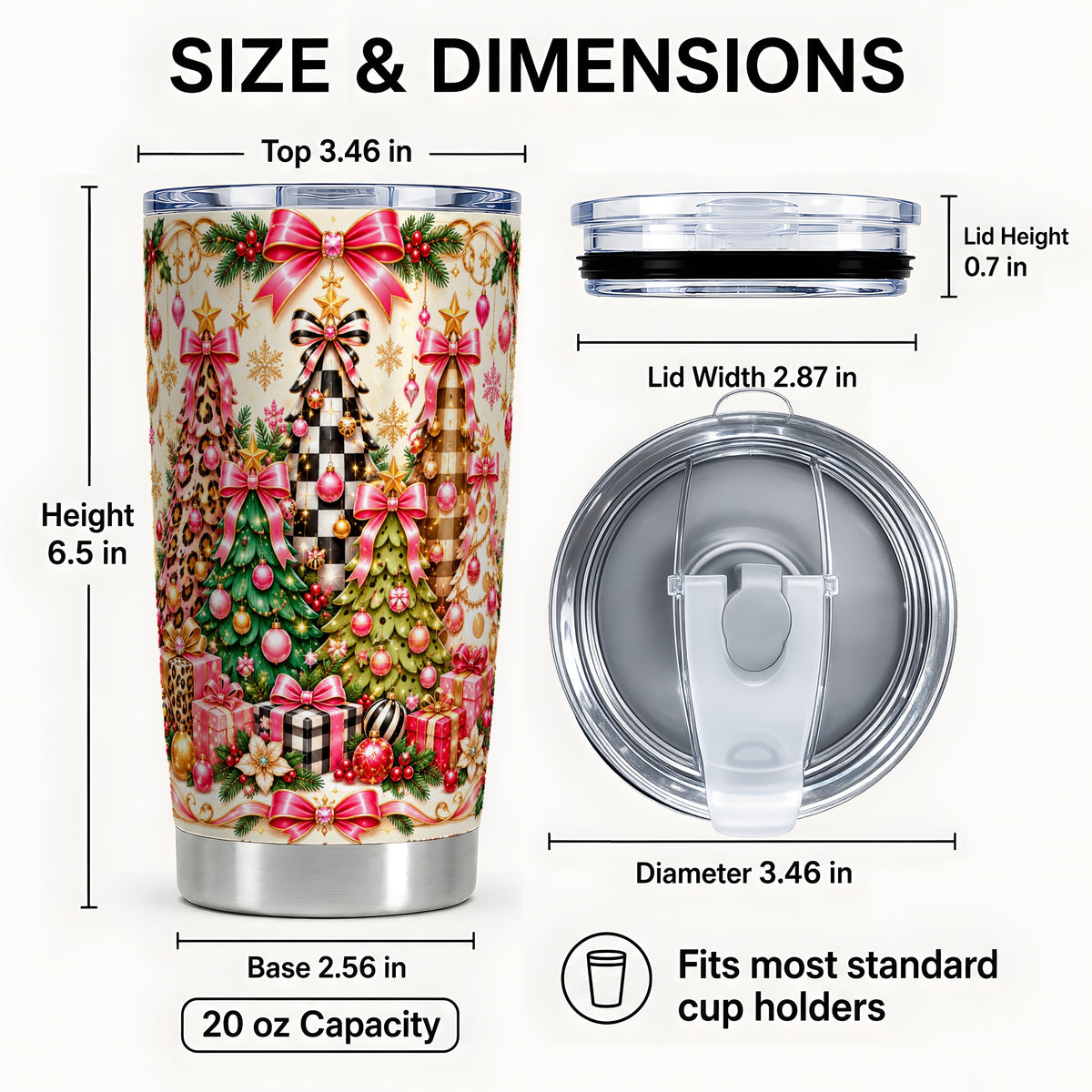 #pl[20oz|Steel] Patterned Tree Tumbler 20oz, Holiday Tumbler, Stainless Steel Travel Cup