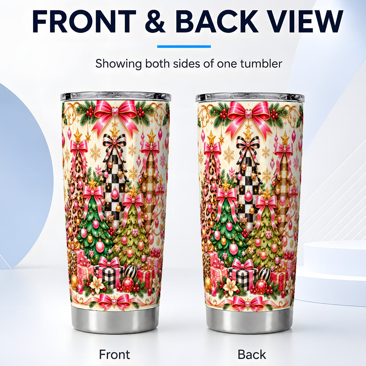 #pl[20oz|Steel] Patterned Tree Tumbler 20oz, Holiday Tumbler, Stainless Steel Travel Cup