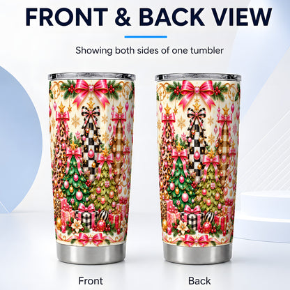 #pl[20oz|Steel] Patterned Tree Tumbler 20oz, Holiday Tumbler, Stainless Steel Travel Cup