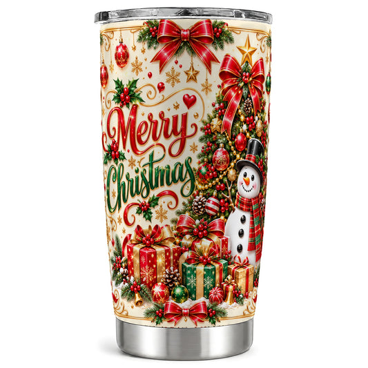 Snowman Tumbler 20oz, Christmas Tumbler, Stainless Steel Travel Cup