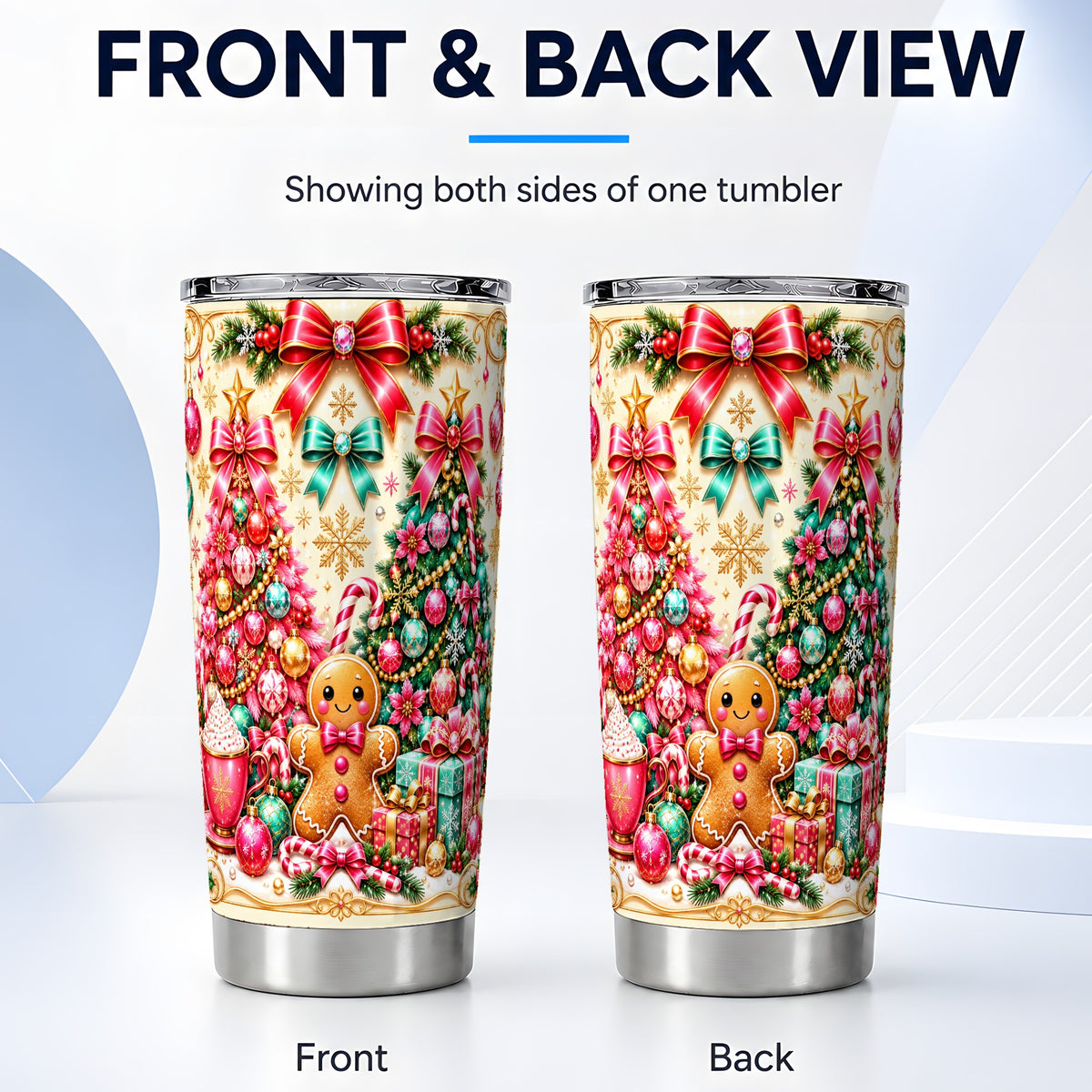 #pl[20oz|Steel] Gingerbread Tumbler 20oz, Christmas Tumbler, Stainless Steel Travel Cup