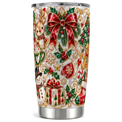 Holiday Motif Tumbler 20oz, Christmas Tumbler, Stainless Steel Travel Cup