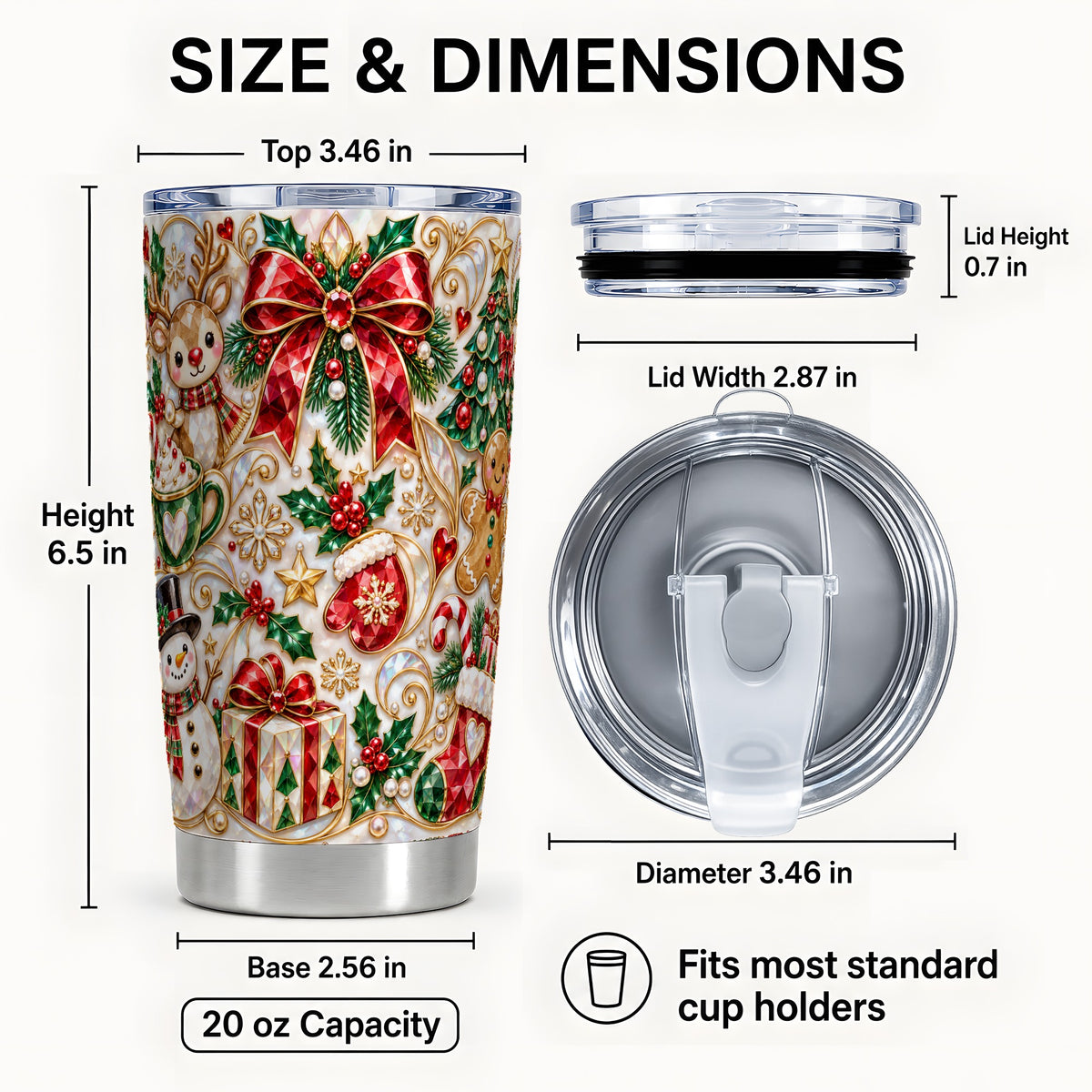 #pl[20oz|Steel] Holiday Motif Tumbler 20oz, Christmas Tumbler, Stainless Steel Travel Cup