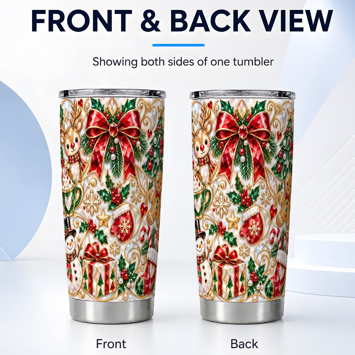 #pl[20oz|Steel] Holiday Motif Tumbler 20oz, Christmas Tumbler, Stainless Steel Travel Cup