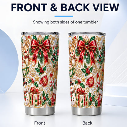 #pl[20oz|Steel] Holiday Motif Tumbler 20oz, Christmas Tumbler, Stainless Steel Travel Cup
