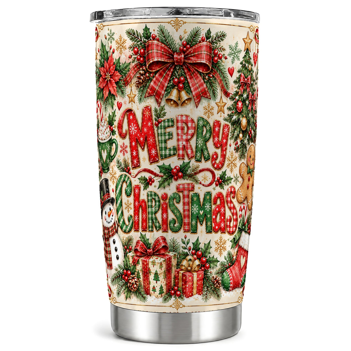 Christmas Collage Tumbler 20oz, Holiday Tumbler, Stainless Steel Travel Cup