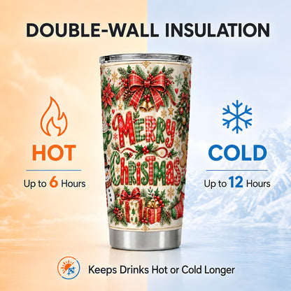 Christmas Collage Tumbler 20oz, Holiday Tumbler, Stainless Steel Travel Cup