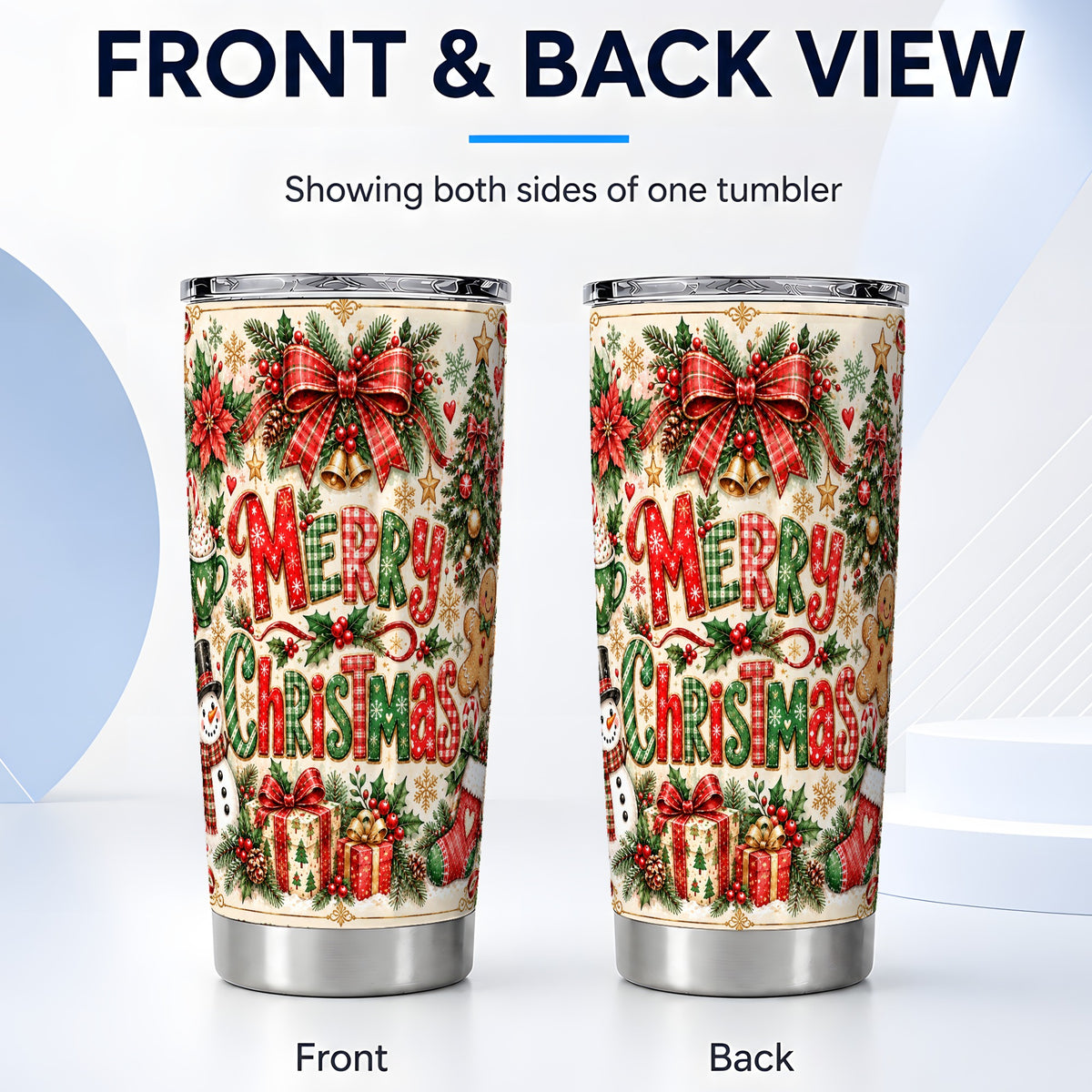 #pl[20oz|Steel] Christmas Collage Tumbler 20oz, Holiday Tumbler, Stainless Steel Travel Cup