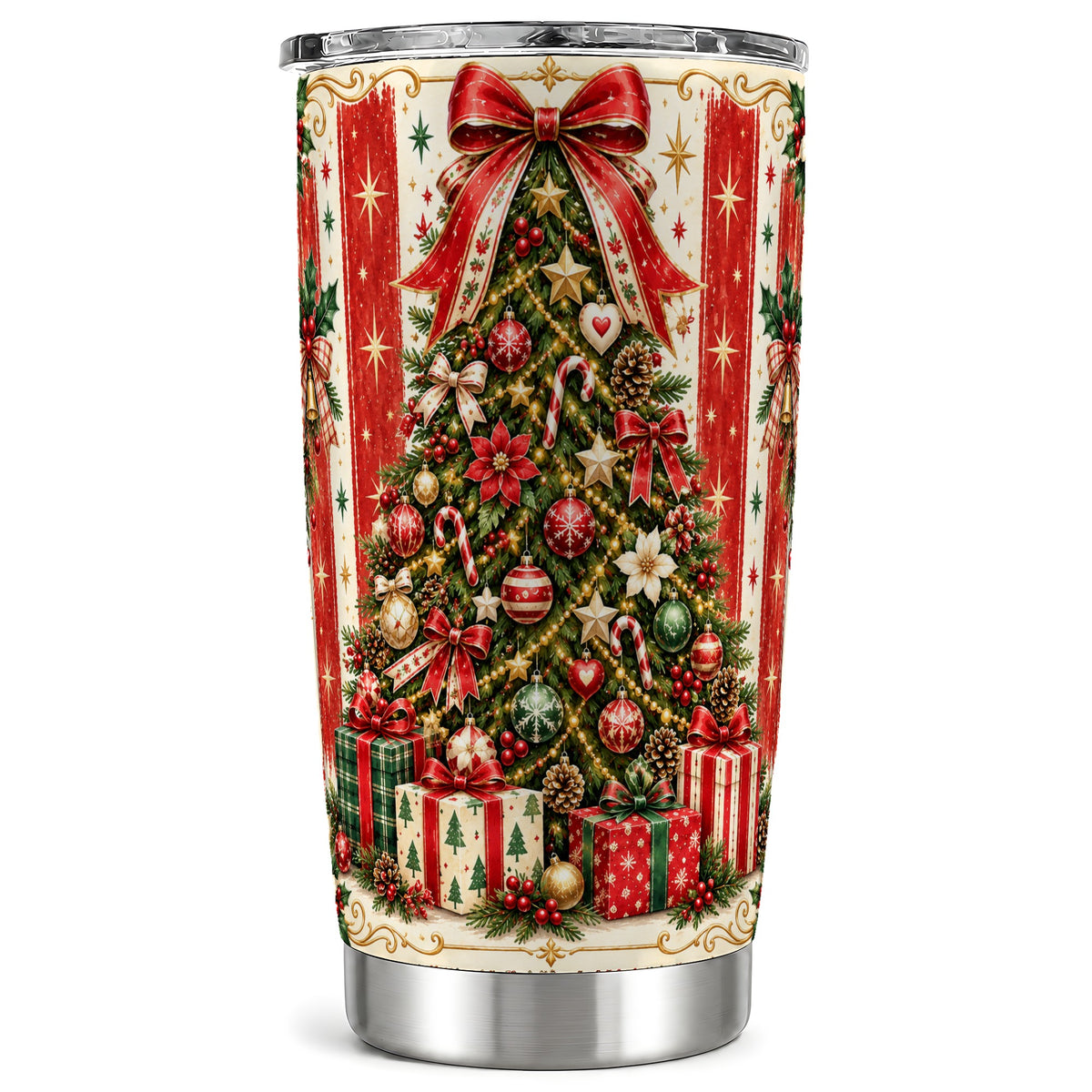 Christmas Tree Tumbler 20oz, Holiday Tumbler, Stainless Steel Travel Cup