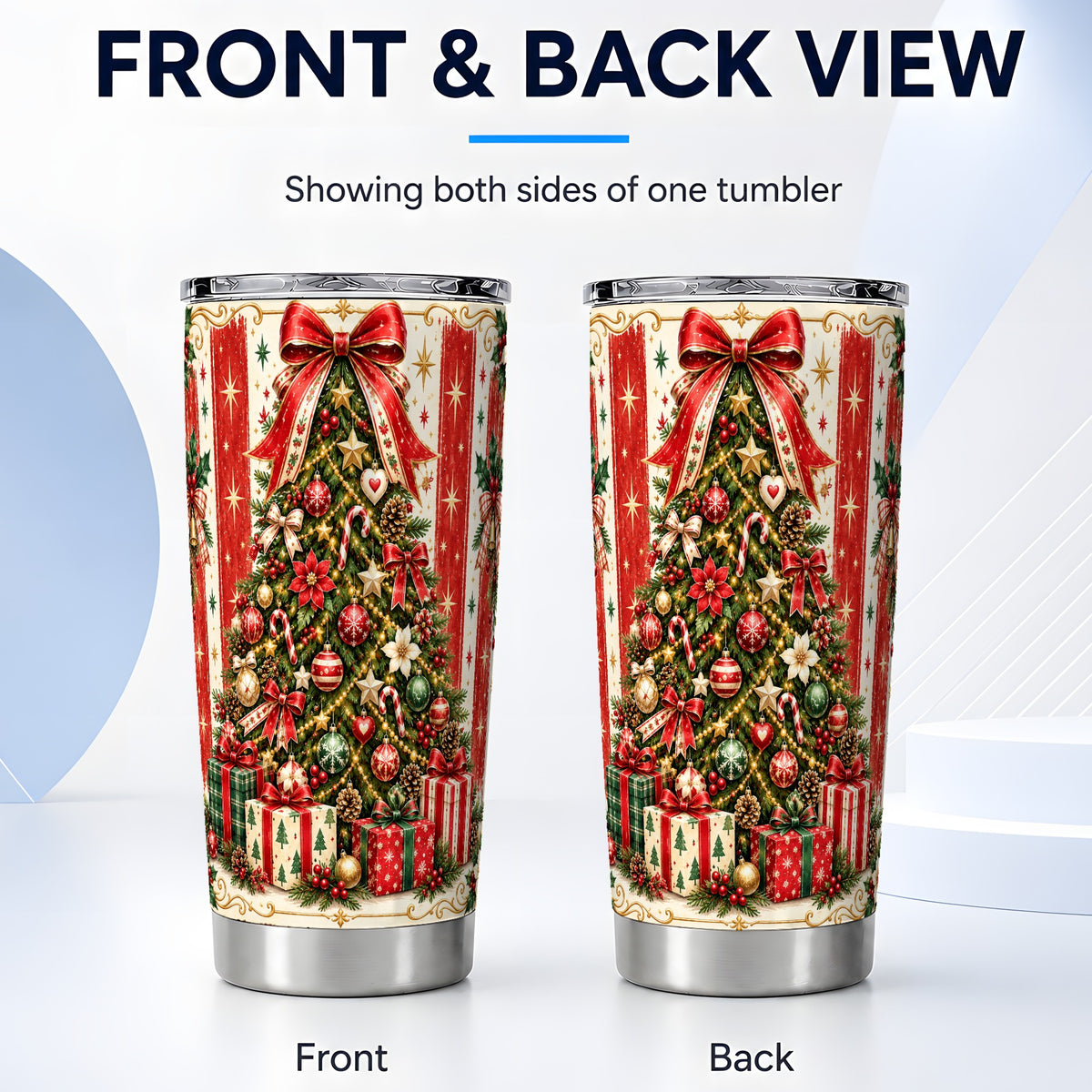 #pl[20oz|Steel] Christmas Tree Tumbler 20oz, Holiday Tumbler, Stainless Steel Travel Cup