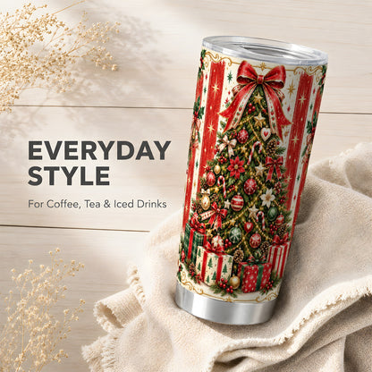 Christmas Tree Tumbler 20oz, Holiday Tumbler, Stainless Steel Travel Cup