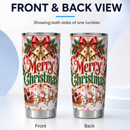 #pl[20oz|Steel] Santa Sleigh Tumbler 20oz, Holiday Tumbler, Stainless Steel Travel Cup