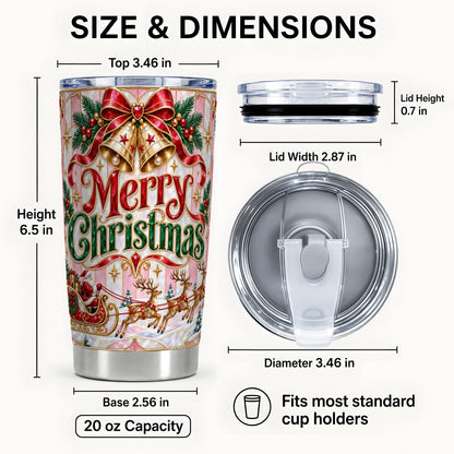 #pl[20oz|Steel] Santa Sleigh Tumbler 20oz, Holiday Tumbler, Stainless Steel Travel Cup