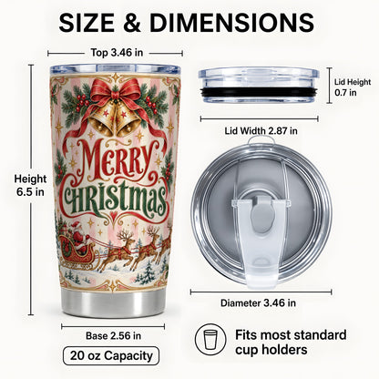 #pl[20oz|Steel] Vintage Santa Sleigh Tumbler 20oz, Holiday Tumbler, Stainless Steel Travel Cup
