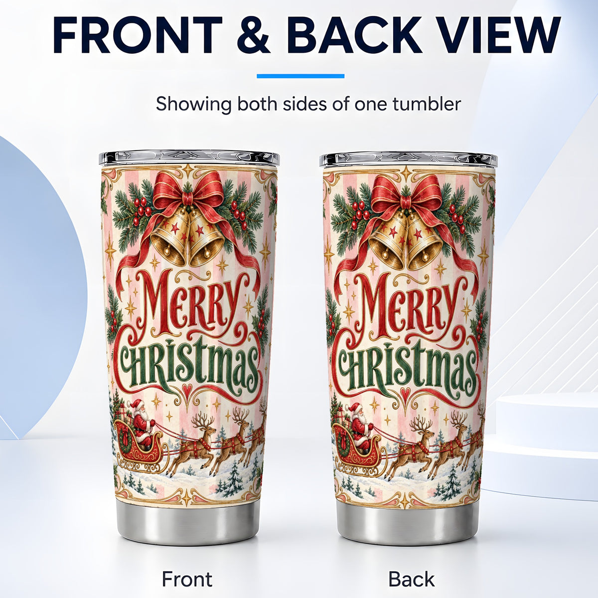 #pl[20oz|Steel] Vintage Santa Sleigh Tumbler 20oz, Holiday Tumbler, Stainless Steel Travel Cup