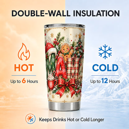 Christmas Mom Tumbler 20oz, Holiday Tumbler, Stainless Steel Travel Cup