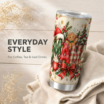 Christmas Mom Tumbler 20oz, Holiday Tumbler, Stainless Steel Travel Cup