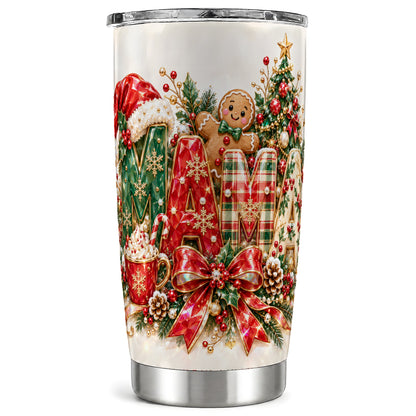 Holiday Lettering Tumbler 20oz, Festive Tumbler, Stainless Steel Travel Cup