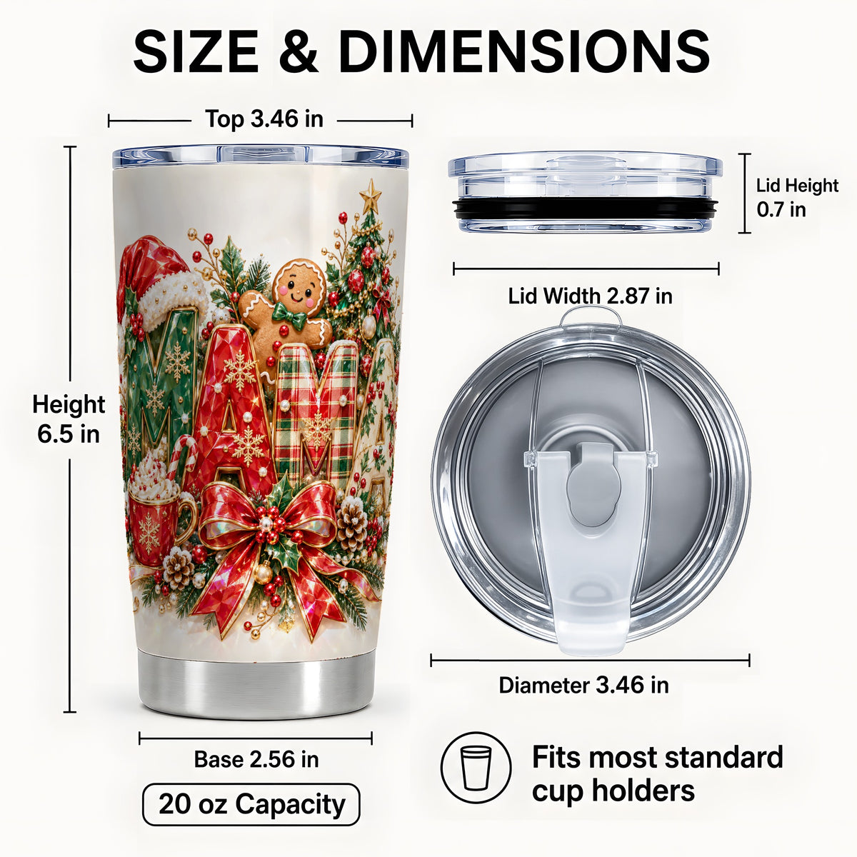 #pl[20oz|Steel] Holiday Lettering Tumbler 20oz, Festive Tumbler, Stainless Steel Travel Cup