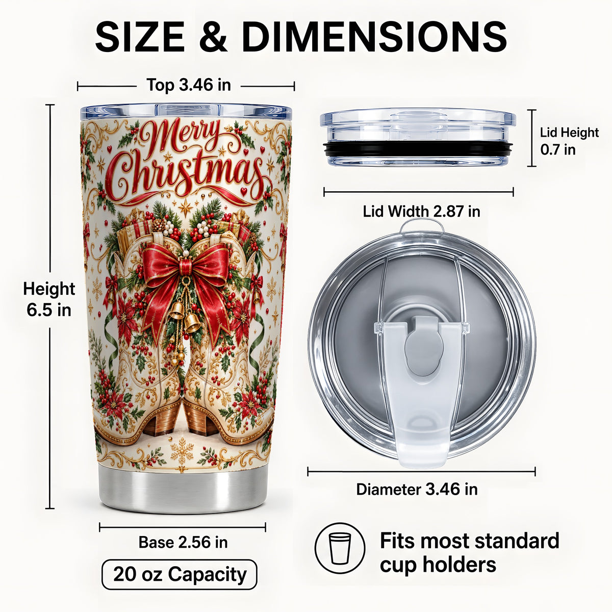 #pl[20oz|Steel] Western Holiday Tumbler 20oz, Boots Tumbler, Stainless Steel Travel Cup
