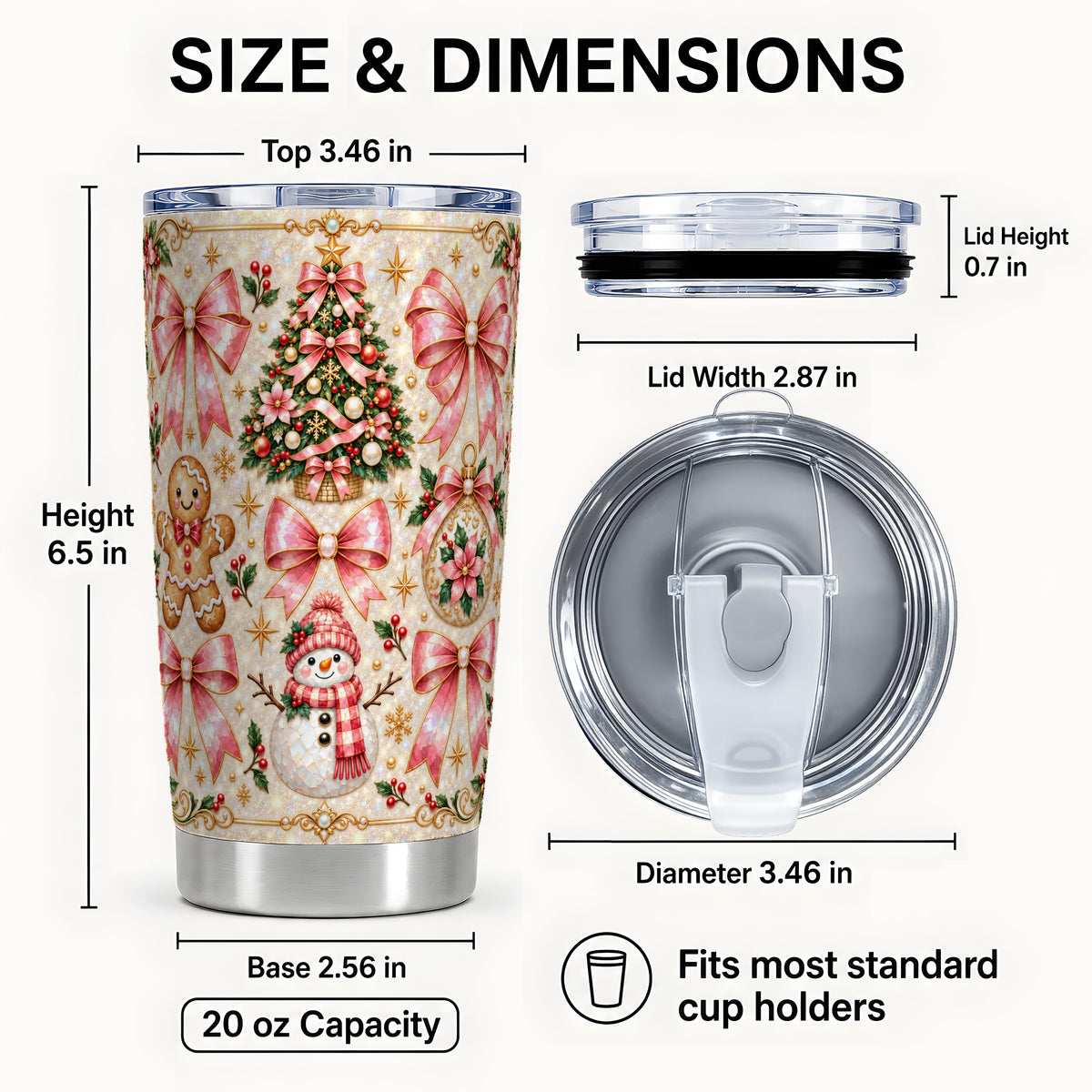 #pl[20oz|Steel] Pink Mosaic Tumbler 20oz, Snowman Tumbler, Stainless Steel Travel Cup