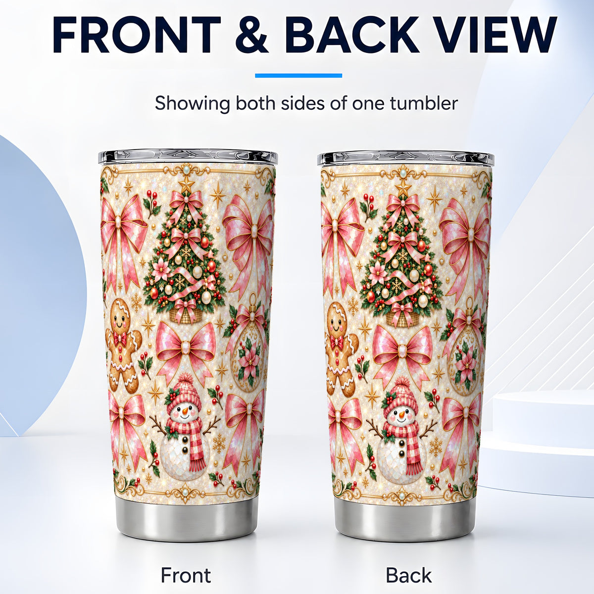 #pl[20oz|Steel] Pink Mosaic Tumbler 20oz, Snowman Tumbler, Stainless Steel Travel Cup