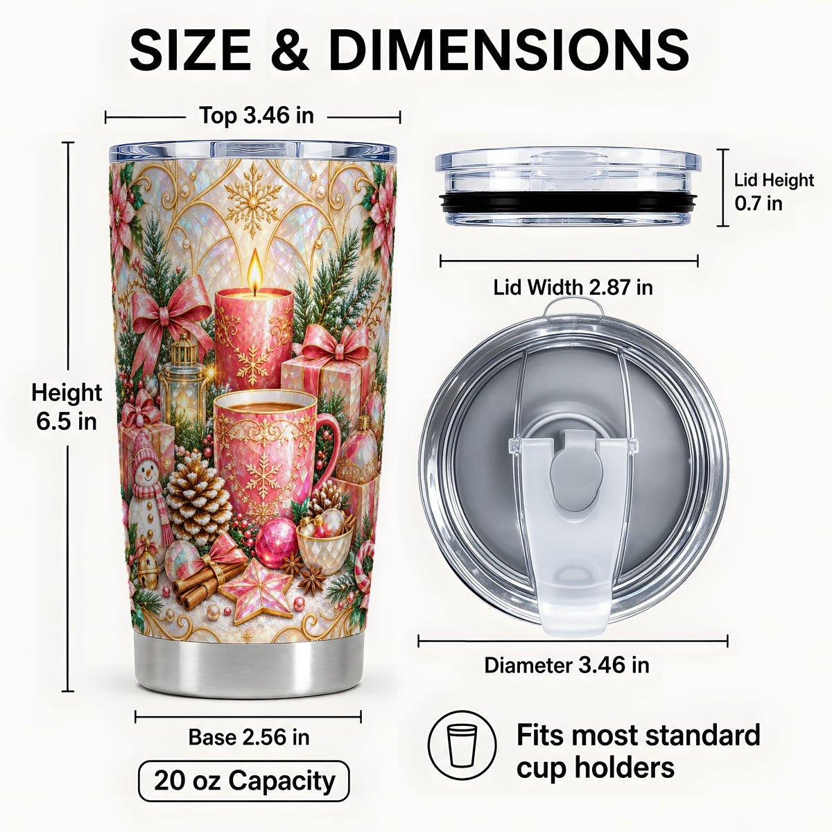 #pl[20oz|Steel] Pink Christmas Tumbler 20oz, Snowman Tumbler, Stainless Steel Travel Cup