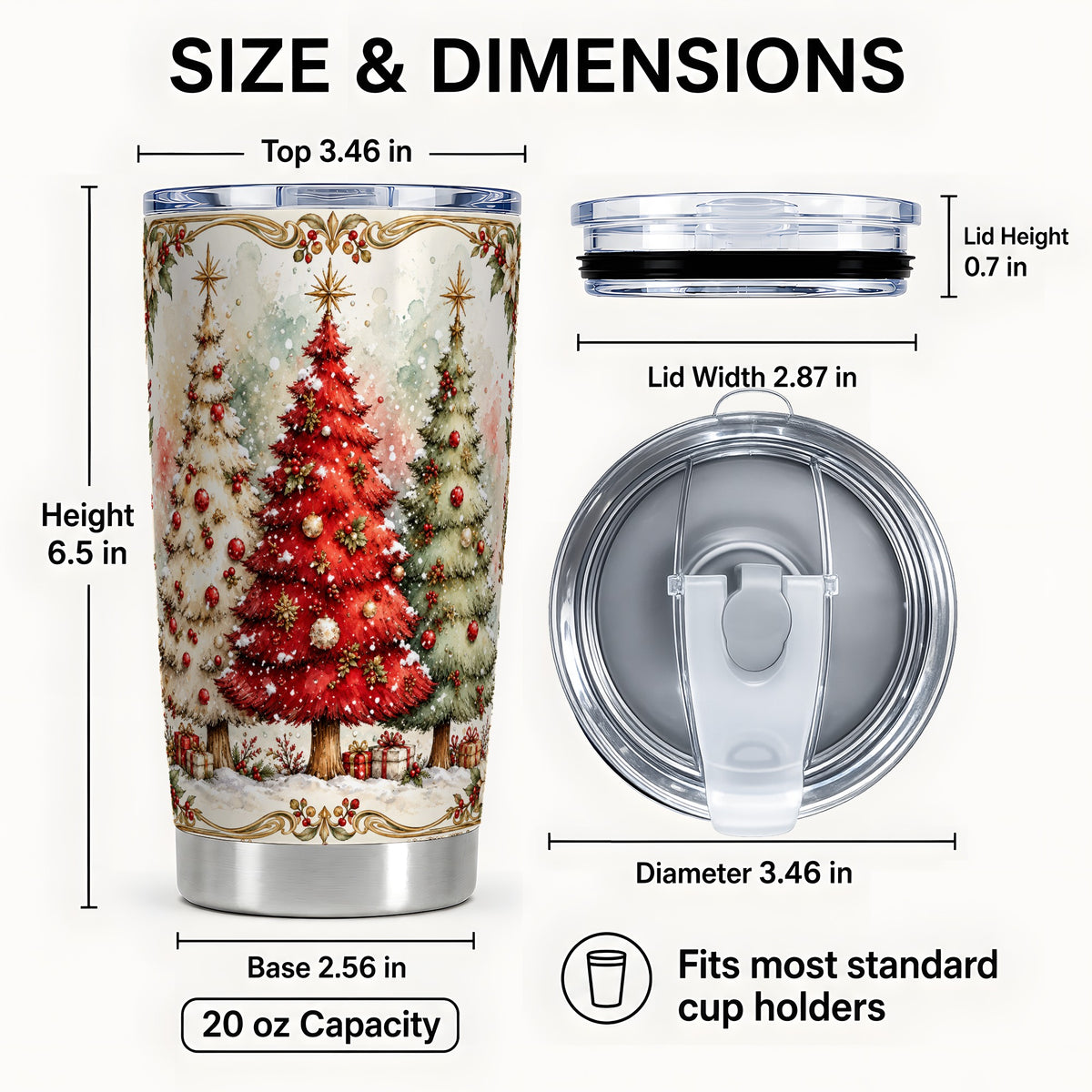 #pl[20oz|Steel] Christmas Tree Tumbler 20oz, Holiday Tumbler, Stainless Steel Travel Cup