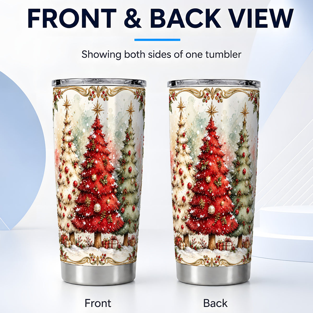#pl[20oz|Steel] Christmas Tree Tumbler 20oz, Holiday Tumbler, Stainless Steel Travel Cup
