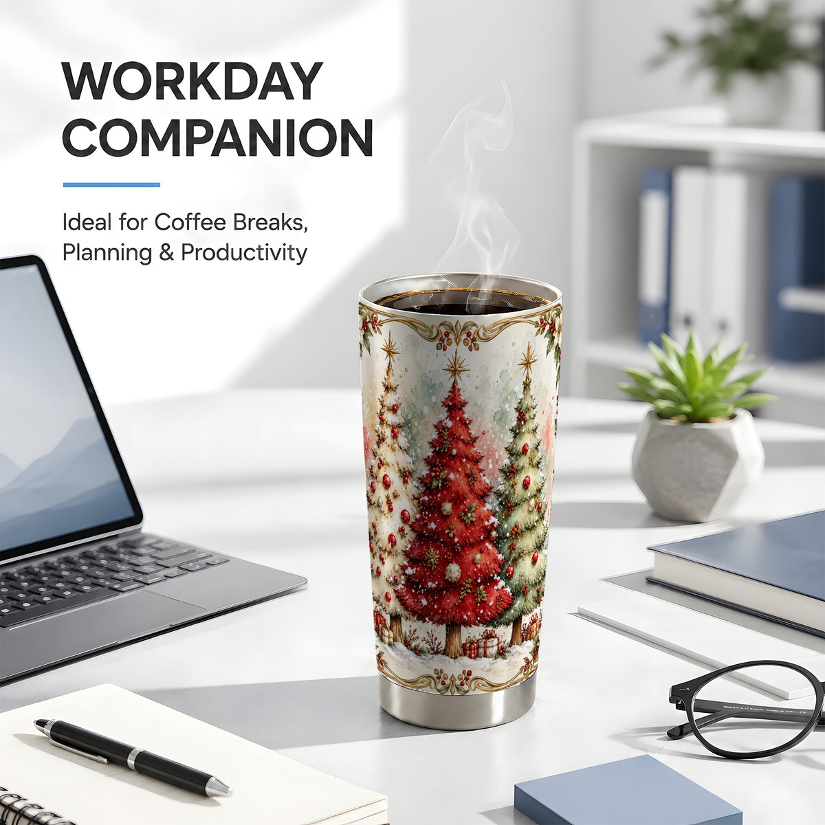 Christmas Tree Tumbler 20oz, Holiday Tumbler, Stainless Steel Travel Cup