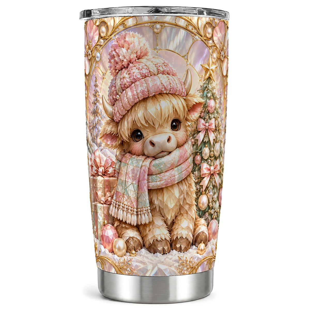 Highland Cow Tumbler 20oz, Christmas Tumbler, Stainless Steel Travel Cup
