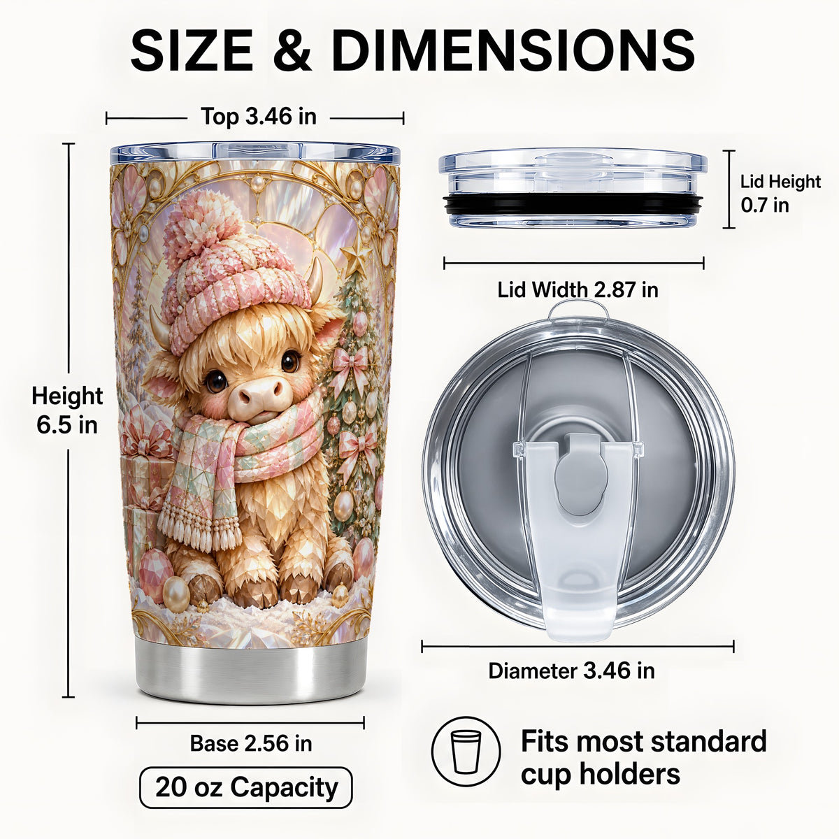 #pl[20oz|Steel] Highland Cow Tumbler 20oz, Christmas Tumbler, Stainless Steel Travel Cup
